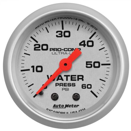 AutoMeter Gauge Ultra-Lite Water Pressure 0-60psi 2 1/16 in Analog Mechanical 4324