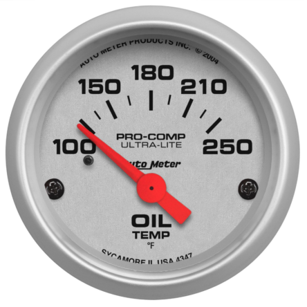 Autometer 2-1/16″ OIL TEMPERATURE, 100-250 °F, AIR-CORE, ULTRA-LITE