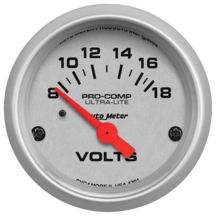 Autometer 2-1/16″ VOLTMETER, 8-18V, AIR-CORE, ULTRA-LITE