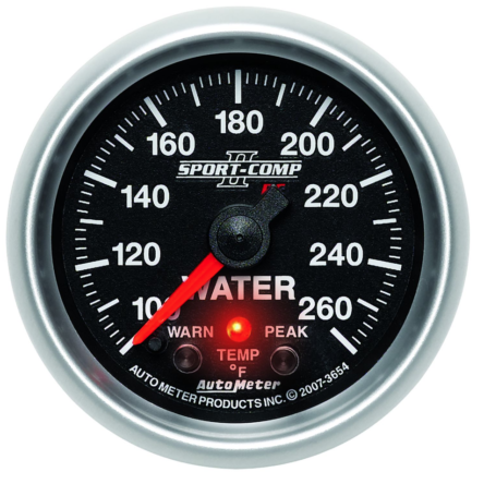 Autometer 2-1/16″ WATER TEMPERATURE, 100-260 °F, STEPPER MOTOR, SPORT-COMP II
